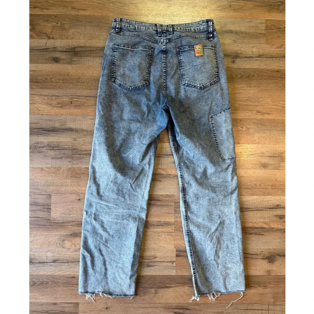 Ripton Superlite Jeans 30x28  Acid Wash Relaxed Straight Raw Hem - Picture 6 of 8